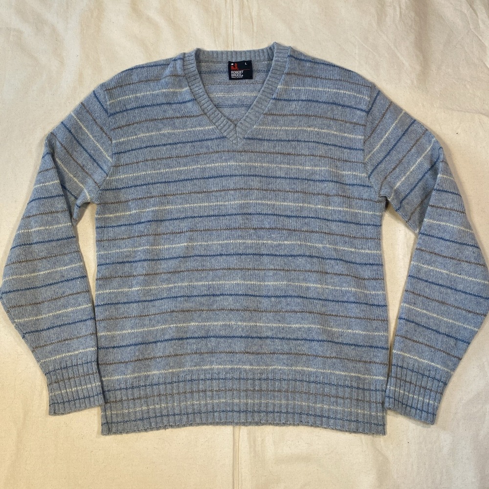 Robert Bruce Wool Sweater Large Multi-Color Stripes Vintage Union Made in USA